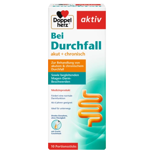 Abbildung der Produktverpackung Doppelherz aktiv Bei Durchfall  Frontansicht